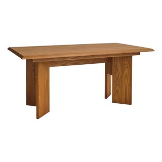 French Elm Desk or Dining Table Attributed to Maison Regain, 1970s For Sale