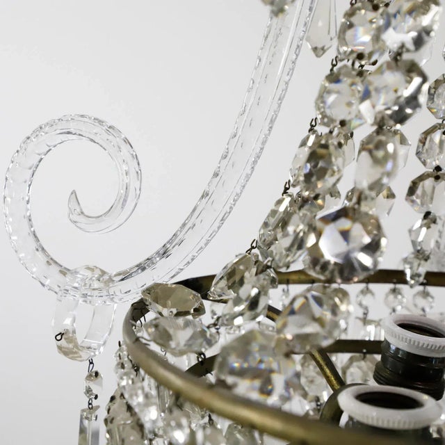 Circa 1940. We offer this French Antique Crystal “Basket” Chandelier by Baccarat. Great vintage conditions.