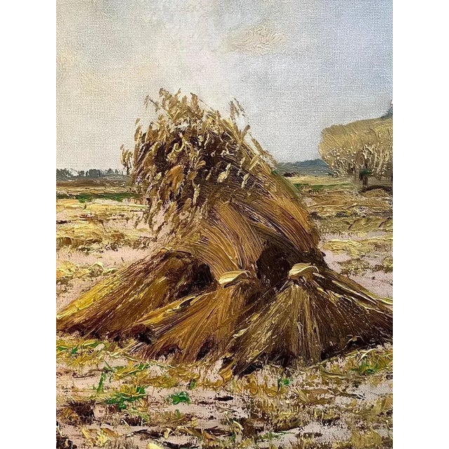 Unknown Artist, Hayfield, Oil on Canvas For Sale - Image 3 of 12