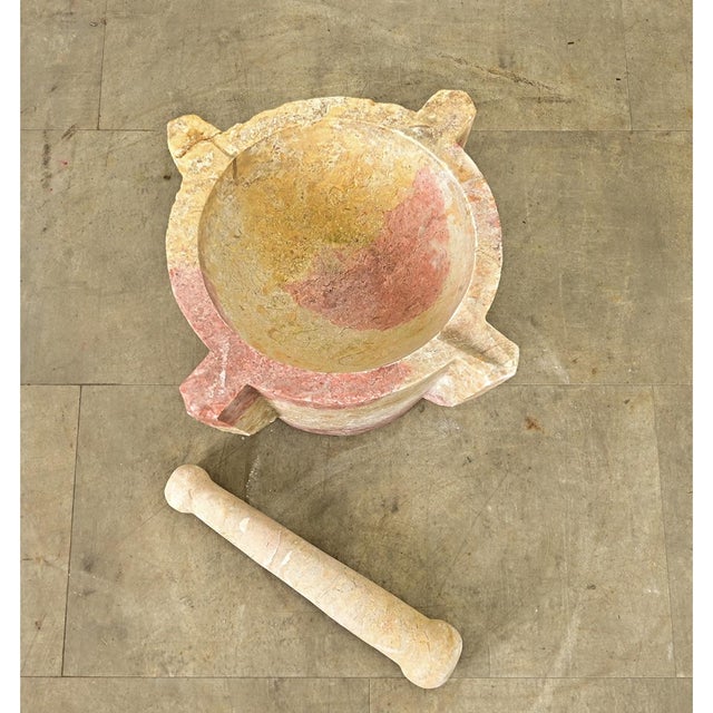 Portuguese 18th Century Hand-Carved Marble Mortar & Pestle For Sale - Image 4 of 9