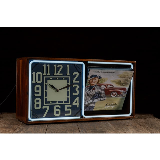 Wood Vintage Neon Revolving Advertising Clock by Electric Ad Clock For Sale - Image 7 of 13