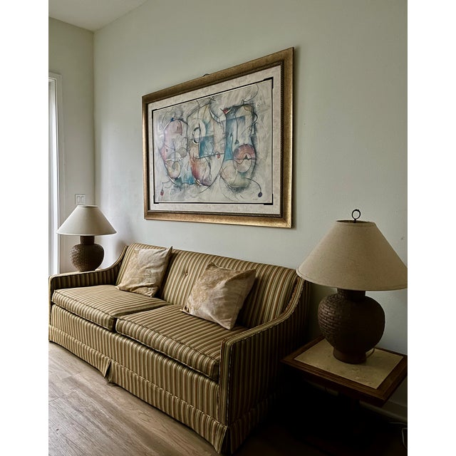 1980s Frazier's Upholstery Vintage Striped Sofa For Sale - Image 4 of 4