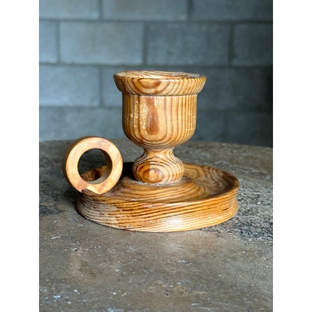 Contemporary 1970s Swedish Modern Organic Pine Candleholder For Sale - Image 3 of 6