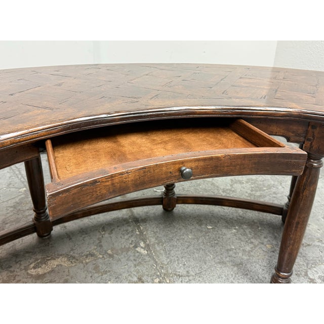 Parquetry Kidney-Shaped Drop Leaf Writing Desk For Sale - Image 9 of 12