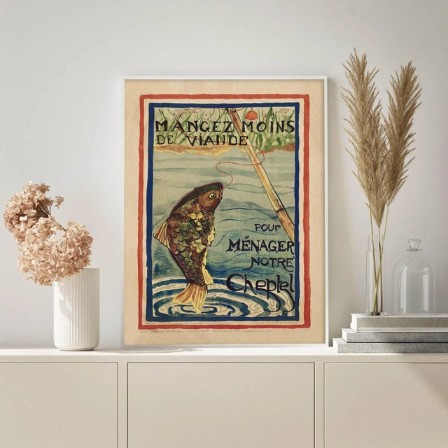 Farmhouse Reproduction French Country Fish Print - 24" X 36" For Sale - Image 3 of 4