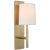Modern Barbara Barry for Visual Comfort Signature Clarion Medium Sconce in Soft Brass with Linen Shade For Sale - Image 3 of 5