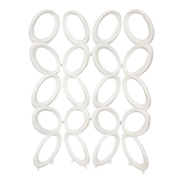 Vintage Mid Century Modernist Circle Resin Screen or Room Divider, 1960's, White For Sale