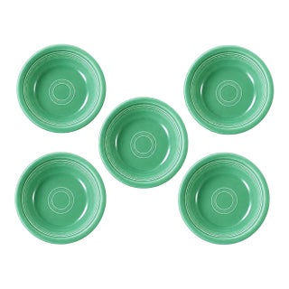 1950s Homer Laughlin Fiesta Fiestaware 7-Inch Bowls in Mint Green - Set of 5 For Sale
