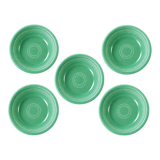 1950s Homer Laughlin Fiesta Fiestaware 7-Inch Bowls in Mint Green - Set of 5 For Sale