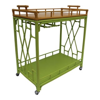Vintage Rattan Bar Cart For Sale