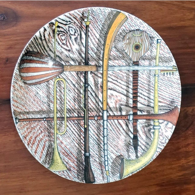 Mid-Century Modern Piero Fornasetti Porcelain Orchestra Pattern Plates With Musical Instruments, Set of 15, Circa 1980 For Sale - Image 3 of 13