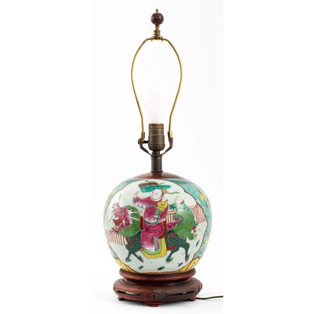 Wood Chinese Famille Rose Ginger Jar Mounted Lamp For Sale - Image 7 of 7