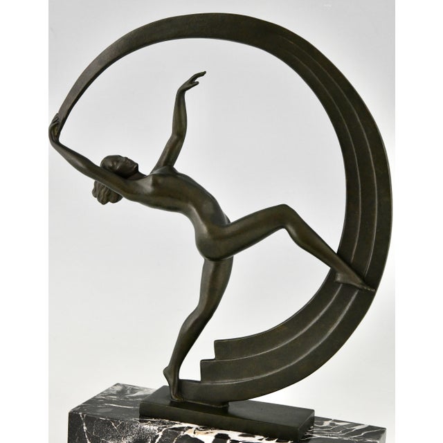 Art Deco Bacchanale Nude Dancer with Scarf by Janle for Max Le Verrier, 1930 For Sale - Image 10 of 11