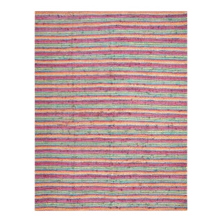 1950s Multicolor Stripe Modern Vintage American Braided Rug 8'4" X 11' Flatweave Wool Carpet For Sale