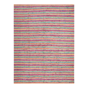 1950s Multicolor Stripe Modern Vintage American Braided Rug 8'4" X 11' Flatweave Wool Carpet