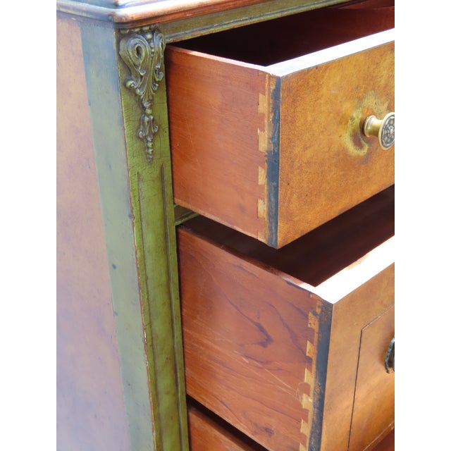 Gold French Early 1900s Carved Hand Painted Cameo Tall Chest of Drawers 6561 For Sale - Image 8 of 18