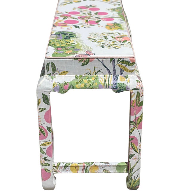 Schumacher “Citrus Garden” Wrapped Ming Style Console Table For Sale - Image 16 of 18