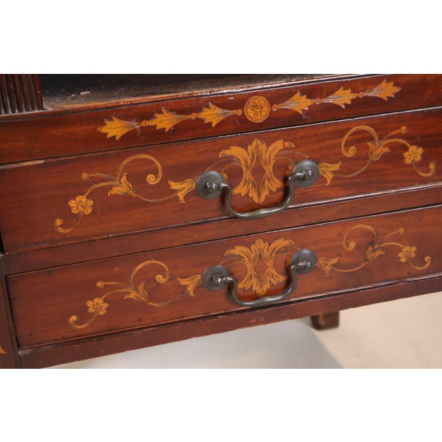 Late 19th Century 19th-Century Dutch Marquetry Inlaid Mahogany Bedside Cabinet For Sale - Image 5 of 7