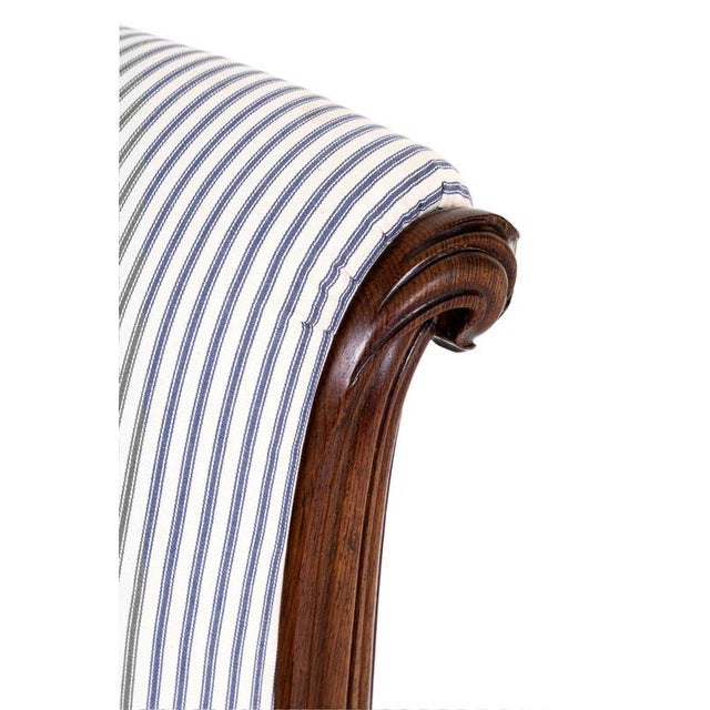 Antique Corner Lounge Chair in Princeton Ticking, 1800s For Sale - Image 10 of 14