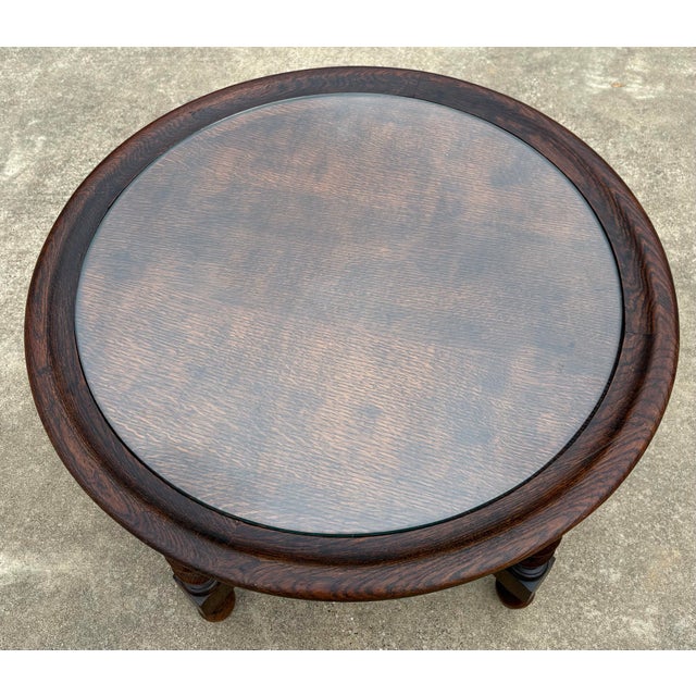 Wood Vintage English Barley Twist Coffee Tble With Glass Top and Cane Bottom For Sale - Image 7 of 10