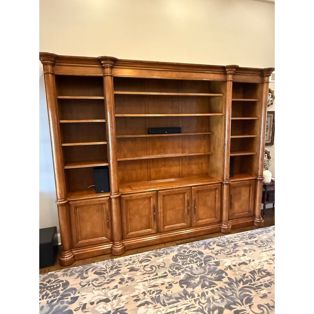 Century Furniture Century Furniture Traditional European Style Pecan Wood Finish Entertainment Center For Sale - Image 4 of 12