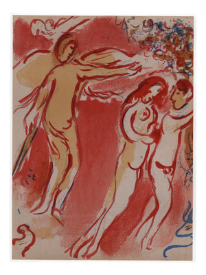 Marc Chagall, Adam et Ève chassés du Paradis, Nude, 1960, Original Lithograph