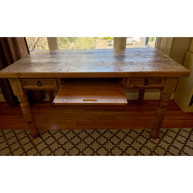 Wood 1990s Rustic Farmhouse Writing Desk For Sale - Image 7 of 8