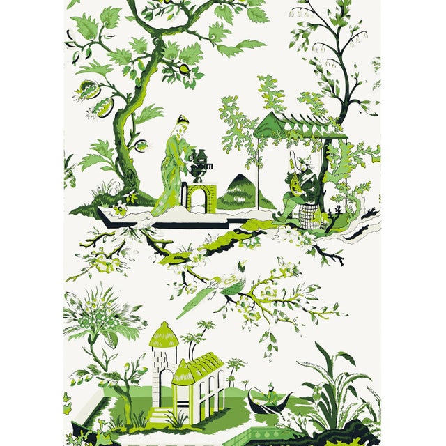 Contemporary Sample - The House of Scalamandré Ch'In Ling Wallcovering, Jade For Sale - Image 3 of 3