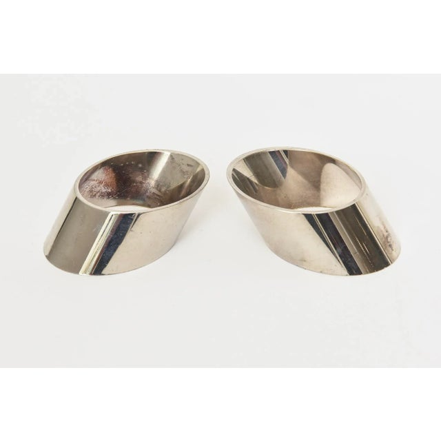 Vintage Sculptural Angled Silver Plate Napkin Rings Set of Eight Italian For Sale In Miami - Image 6 of 8