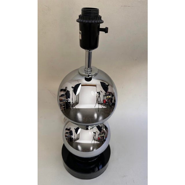 The Space Age Chrome Ball Table Lamps Pair are a set of stylish and retro mid-century modern table lamps. George Kovacs...