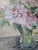 A captivating mid-century french post-impressionist still life oil paining on canvas, depicting a lush, textured bouquet...