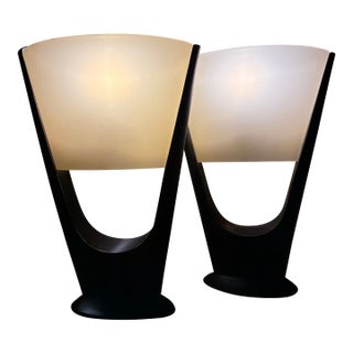 Pair of Sculptural U-Shape Table Lamps - Mid Century Modern Style For Sale