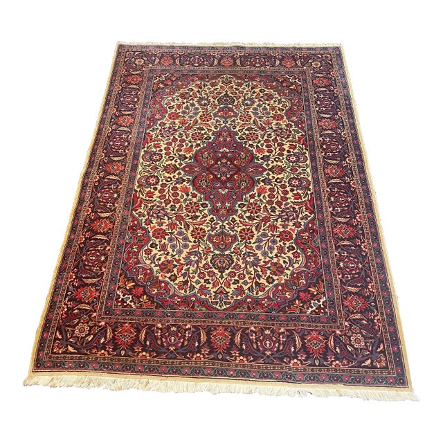 1990s Handwoven Persian Kerman Area Rug 3'5" X 5'1" For Sale