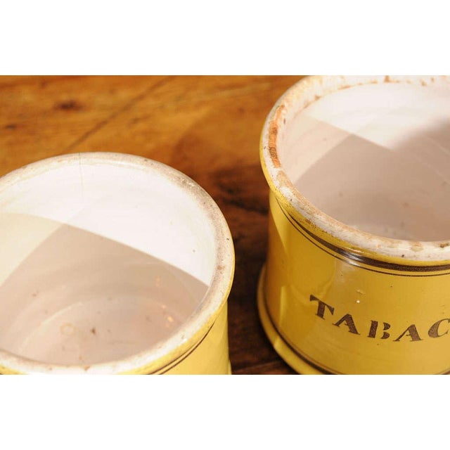 Yellow Glazed Ceramic "Tabac" Jars - a Pair For Sale - Image 4 of 5