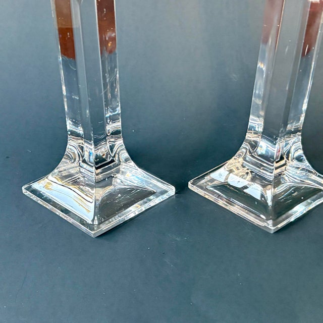 Vintage Austrian Toscany Lead Crystal Geometric Candlesticks – Pair For Sale - Image 11 of 12