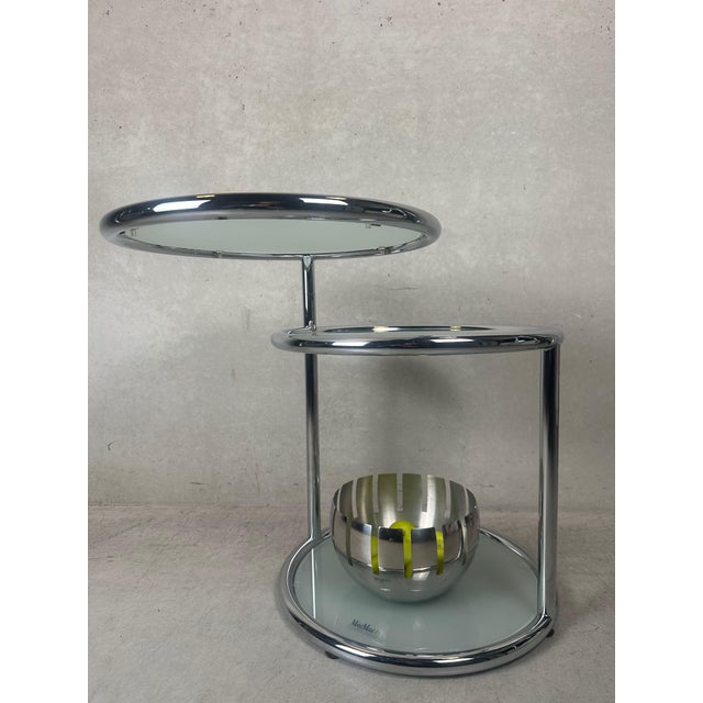 1980s Vintage Italian Side Table in Chrome and Glass, 1980s For Sale - Image 5 of 12