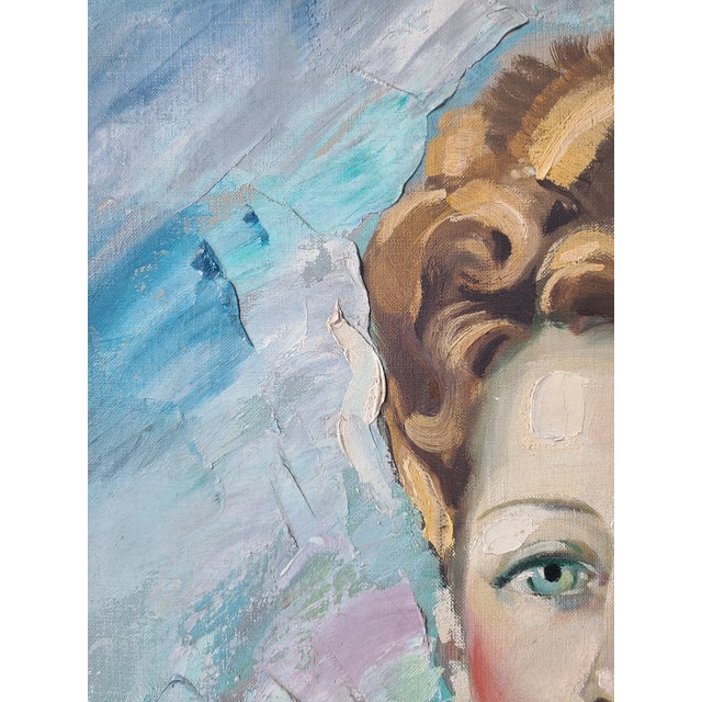 Robert Falcucci Mid-Century 1950s Oil Painting Portrait of a Woman For Sale In Los Angeles - Image 6 of 15