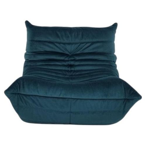 Michel Ducaroy Togo Lounge Chair in Teal Velvet by Michel Ducaroy for Ligne Roset For Sale - Image 4 of 6