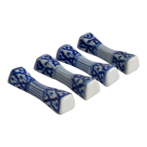 Vintage Blue & White Porcelain Chopstick Rests - Set of 4