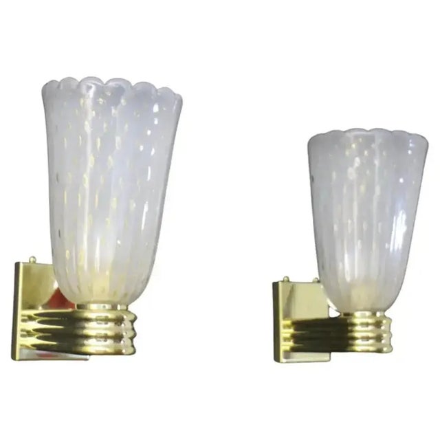 Murano Pulegoso Golden Flakes Glass Sconces in the style of Barovier, 1990s, Set of 2 For Sale - Image 13 of 13