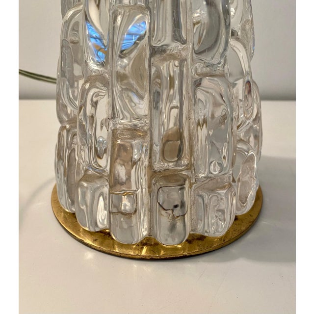 Transparent Mid-Century Modern Carl Fagerlund Relief Glass Lamp by Orrefors. 1960's For Sale - Image 8 of 9