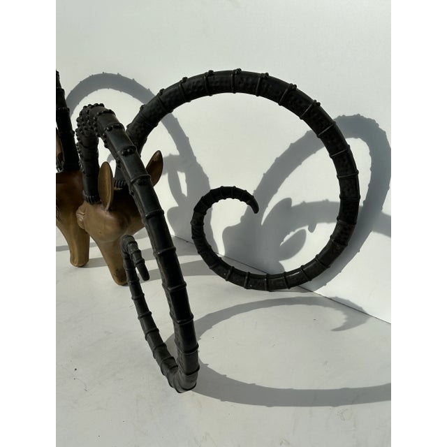 1970s Two Tone Brass Ibex Ram Dining Table - Set of 2 For Sale - Image 10 of 12