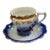 Vintage/Antique German Cobalt Flow Blue/Gold Demitasse Mini Teacup & Saucer For Sale