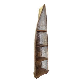 Early 1900's Rustic Solid Wood Canoe Transformed to Étagère For Sale