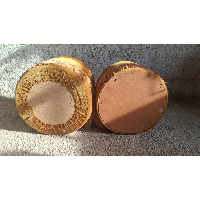 Brown Early 20th Century Napoleon III Ottoman in Ochre Velvet with Tufted Fringes For Sale - Image 8 of 9