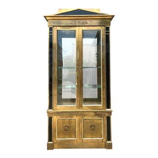 Vintage Mastercraft Brass Pediment Cabinet For Sale