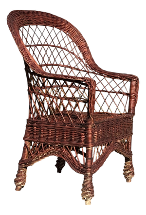 Vintage French Rattan and Wicker Chair, 1980