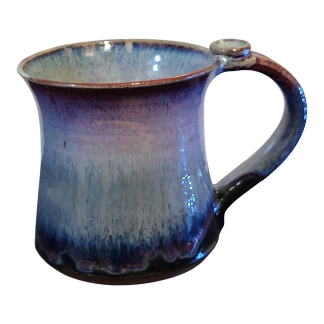 1990s Studio Pottery Mug Gradient Blue Purple For Sale