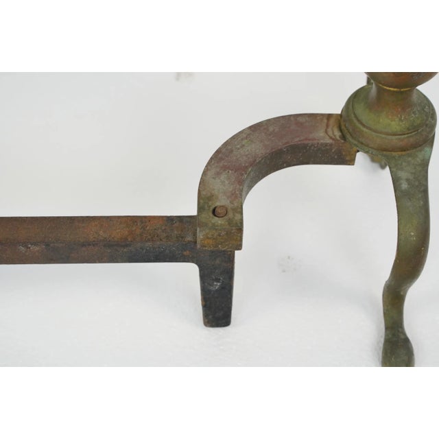 Pair of Vintage Federal Brass Andirons For Sale - Image 11 of 12