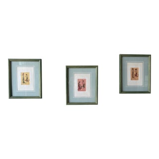 Vintage Framed Indian Miniature Style Prints – Set of 3 For Sale
